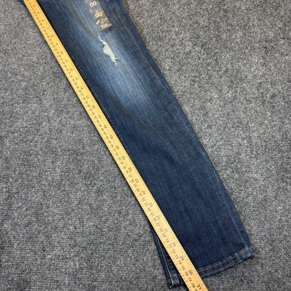 NEW Express‎ Cropped Skinny Mid Rise Distressed Jeans Dark Wash Women's Size 00